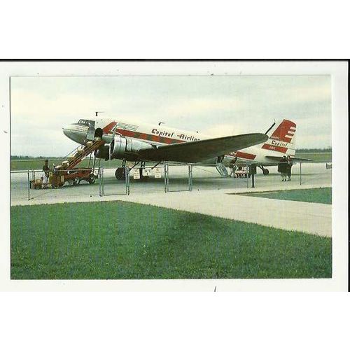 Aviation CAPITAL AIRLINES DC-3 Postcard by Mary Jayne (MJ900)