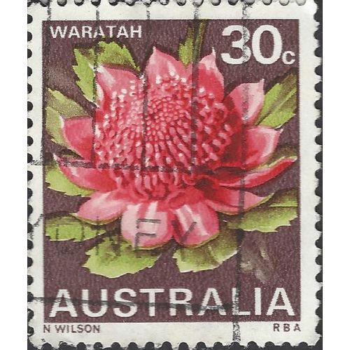AUSTRALIA, FLOWER, Waratah, violet-brown 1968, 30c, #5