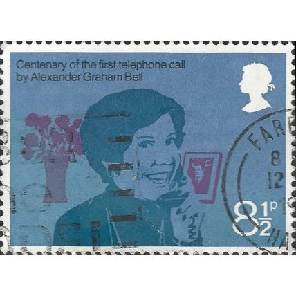 GB, Telephone Centenary, housewife on phone, blue 1976, 8½p, #4