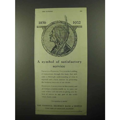 1922 The National Shawmut Bank of Boston Ad - Symbol