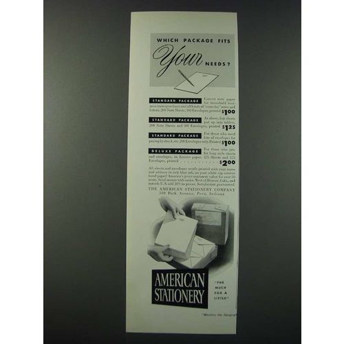 1948 American Stationery Ad - Which Package Fits Your Needs?