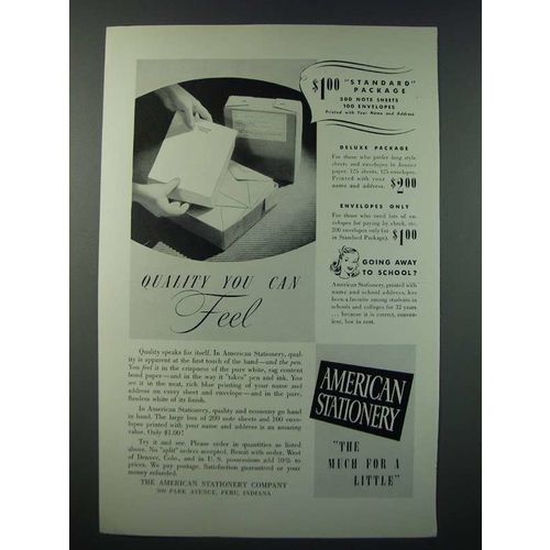 1948 American Stationery Ad - Quality You Can Feel