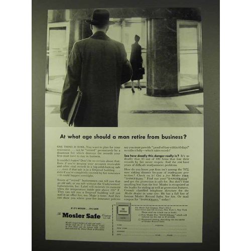 1954 Mosler Safe Ad - At What Age Should Man Retire?
