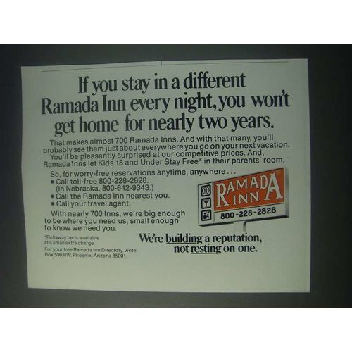 1977 Ramada Inn Ad - If You Stay In a Different Ramada Inn Every Night