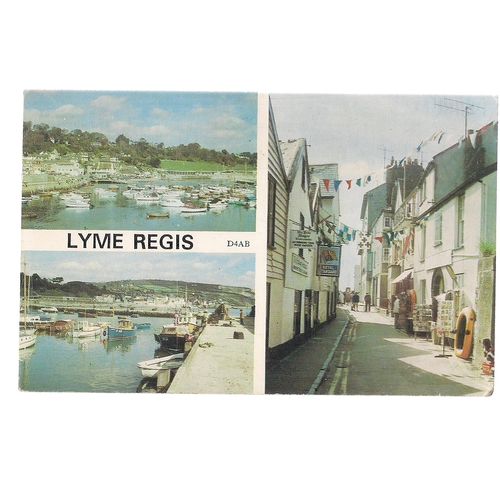 LYME REGIS multiview . used vintage postcard 1978 postmark ..Harvey Barton =