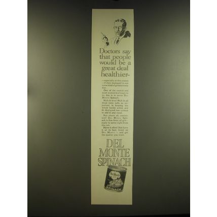 1926 Del Monte Spinach Ad - Doctors say that people would be a great deal