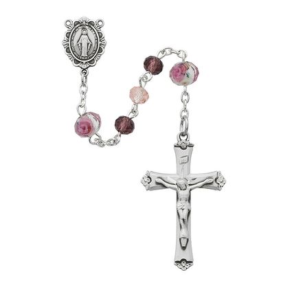 PINK & PURPLE STERLING SILVER ROSARY