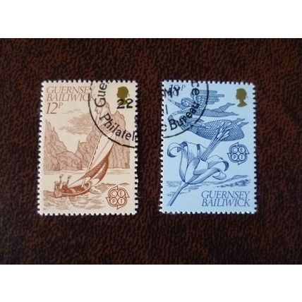 Guernsey 1981 Europa CEPT fine used set stamps SG230-1 sailors boat fairies lily