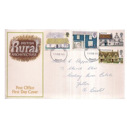 RURAL ARCHITECTURE, February, 1970.. FDC. first day cover stamps