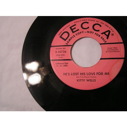 Kitty Wells Promo 45-TOUCH AND GO HEART/HE'S LOST HIS LOVE FOR ME