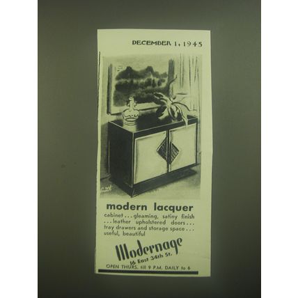 1945 Modernage Furniture Ad - Modern Lacquer