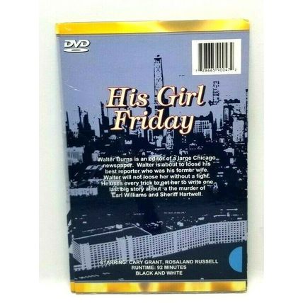 His Girl Friday DVD Treasure Box Coll. Cary Grant. Rosalind Russell. (L52)
