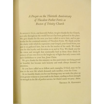THEODORE PARKER FERRIS SELECTED SERMONS TRINITY CHURCH PRIVATE PRESS HCDJ 1976