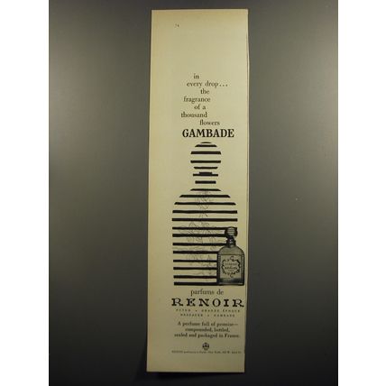 1952 Renoir Gambade Perfume Ad -The fragrance of a thousand flowers