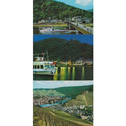 Germany Traben Trarbach Boat Ship Ferry Aerial 3x Postcard s