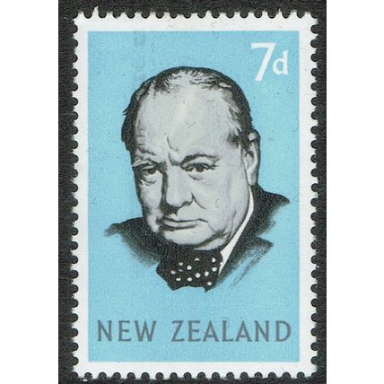 New Zealand 1965 Churchill Commemoration 7d Black Pale Grey and Lt Blue SG829 UM