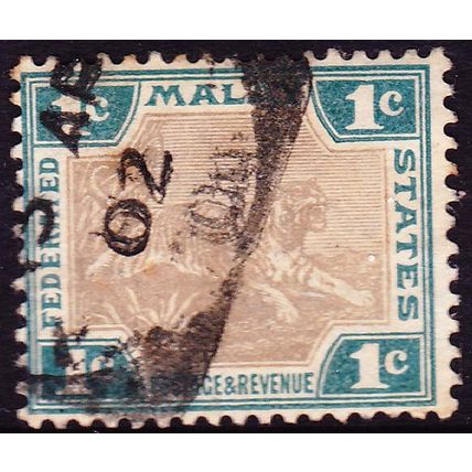 FEDERATED MALAY STATES 1901 1c Tiger Grey-brown & Green SG15b - USED