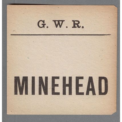 GREAT WESTERN RAILWAY LUGGAGE LABEL - MINEHEAD (Caps)
