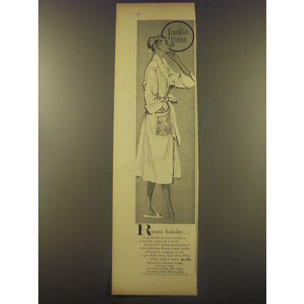 1956 Franklin Simon Loungees Terry Robe Advertisement - Roman Holiday