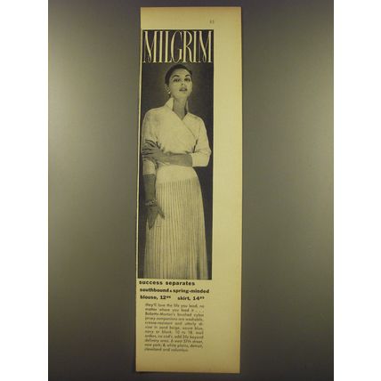 1956 Milgrim Fashion Ad - Success Separates southbound & Spring-minded