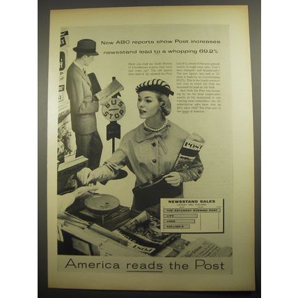 1956 Post Magazine Ad - New ABC reports show Post increases newsstand lead