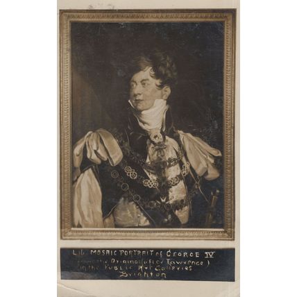Mosaic Portrait Of King George IV Real Photo Old Postcard
