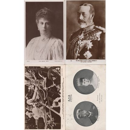 King George V Queen Mary 4x RPC Old Postcard s