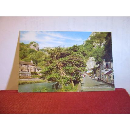 LION ROCK & VILLAGE, CHEDDAR, SOMERSET used vintage postcard by J. Salmon =