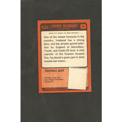 A&BC Orange Back Football 1970-71 #95 Jimmy Husband Everton