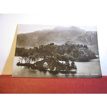 ISLANDS ON LOCH KATRINE & BEN VENUE, TROSSACHS .unused antique postcard RP =