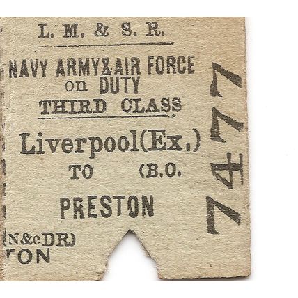 L.M.S.R. Edmondson Ticket - Liverpool Exchange to Preston