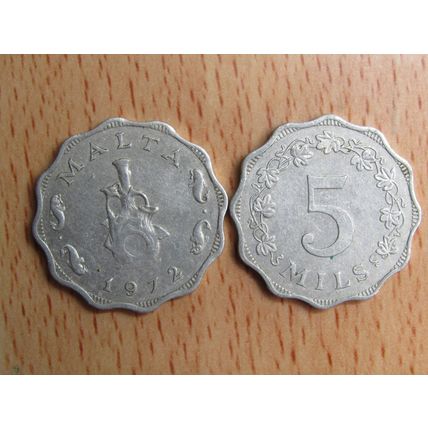 Malta 1972 5 Mils Coin