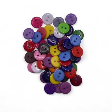 100Pcs 12mm Mixed Buttons Many Colours Flatback 2 Hole Resin Crafts Scrapbook