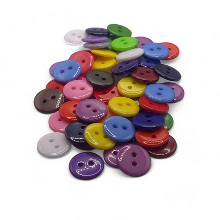 100Pcs 12mm Mixed Buttons Many Colours Flatback 2 Hole Resin Crafts Scrapbook