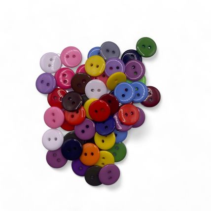 100Pcs 12mm Mixed Buttons Many Colours Flatback 2 Hole Resin Crafts Scrapbook