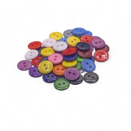 100Pcs 12mm Mixed Buttons Many Colours Flatback 2 Hole Resin Crafts Scrapbook
