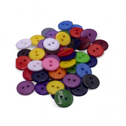 100Pcs 12mm Mixed Buttons Many Colours Flatback 2 Hole Resin Crafts Scrapbook