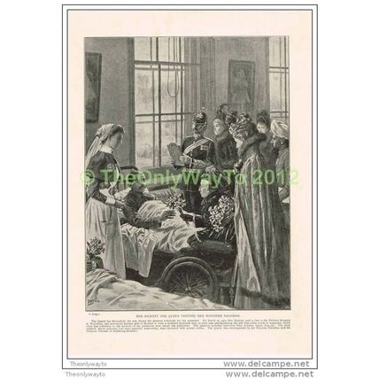 QUEEN VICTORIA VISITING WOUNDED SOLDIERS, BOOK ILLUSTRATION (PRINT), c1900