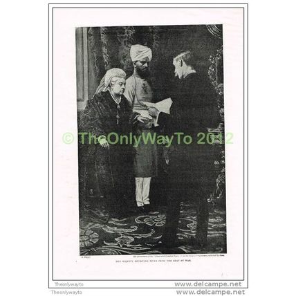 QUEEN VICTORIA RECEIVING NEWS FROM SEAT OF WAR, BOOK ILLUSTRATION (PRINT), c1900