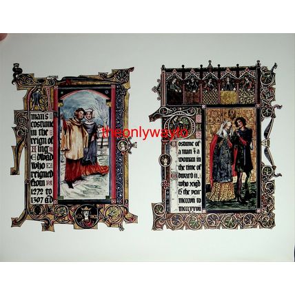 Costume Of Men And Women, Edward I & II Periods, Book Illustration (Print), 1909