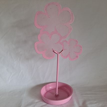 FAB Metal FLOWER EARRING Tree Jewelry Holder Ring/Bracelet Ring Tray Pink