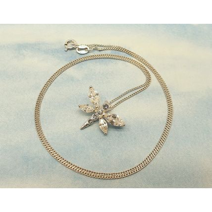 Vintage Italian 925 Sterling Silver & Cubic Zirconia Butterfly Pendant Necklace