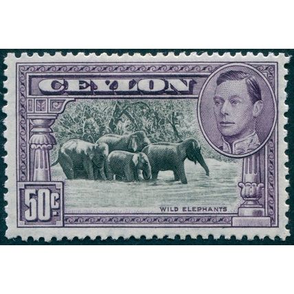 Ceylon 1938 50c black & mauve Perf 13x11½ SG394 unused