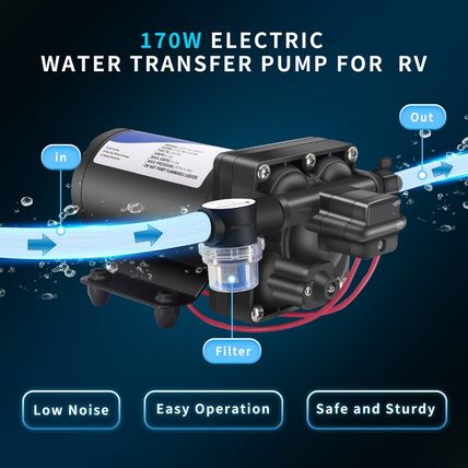 12V DC RV Water Pump Water Pressure Booster Pump for Home 5.0GPM 70PSI Marine Bo