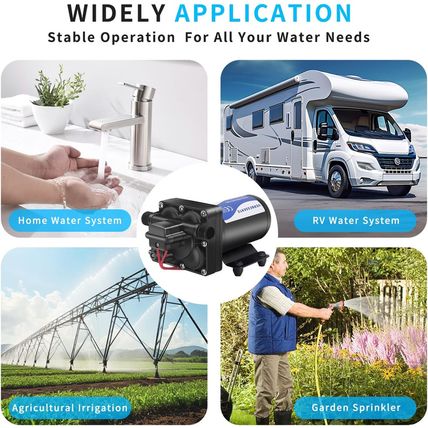 12V DC RV Water Pump Water Pressure Booster Pump for Home 5.0GPM 70PSI Marine Bo