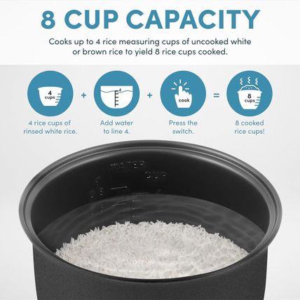 AROMA Digital Rice Cooker, 4-Cup (Uncooked) / 8-Cup (Cooked), Steamer, Grain Coo