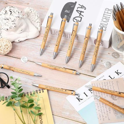 Fumete 10 Pcs Bible Verse Bamboo Pens Wooden Christian Pens Retractable Inspirat