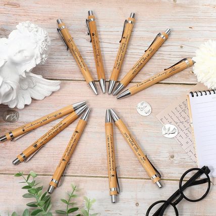 Fumete 10 Pcs Bible Verse Bamboo Pens Wooden Christian Pens Retractable Inspirat