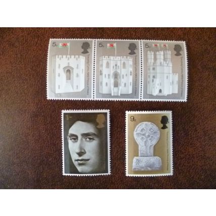 1969 GB Investiture of Charles Prince of Wales set 5 mint stamps SG802-6 royalty