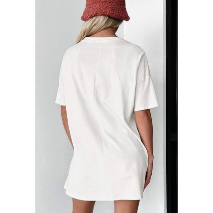 White Sequined American Flag Crewneck Oversized Tee